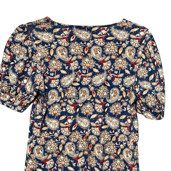 Boden Jersey Puff Sleeve V-Neckline Paisley Print Mini Dress - Picture 10 of 16